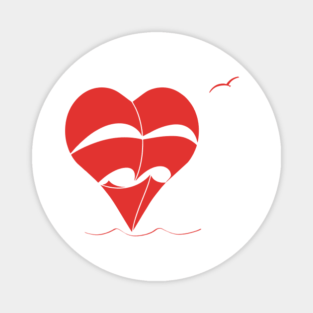 Lonely Heart-Sailboat (scarlet sails) Magnet by aceofspace